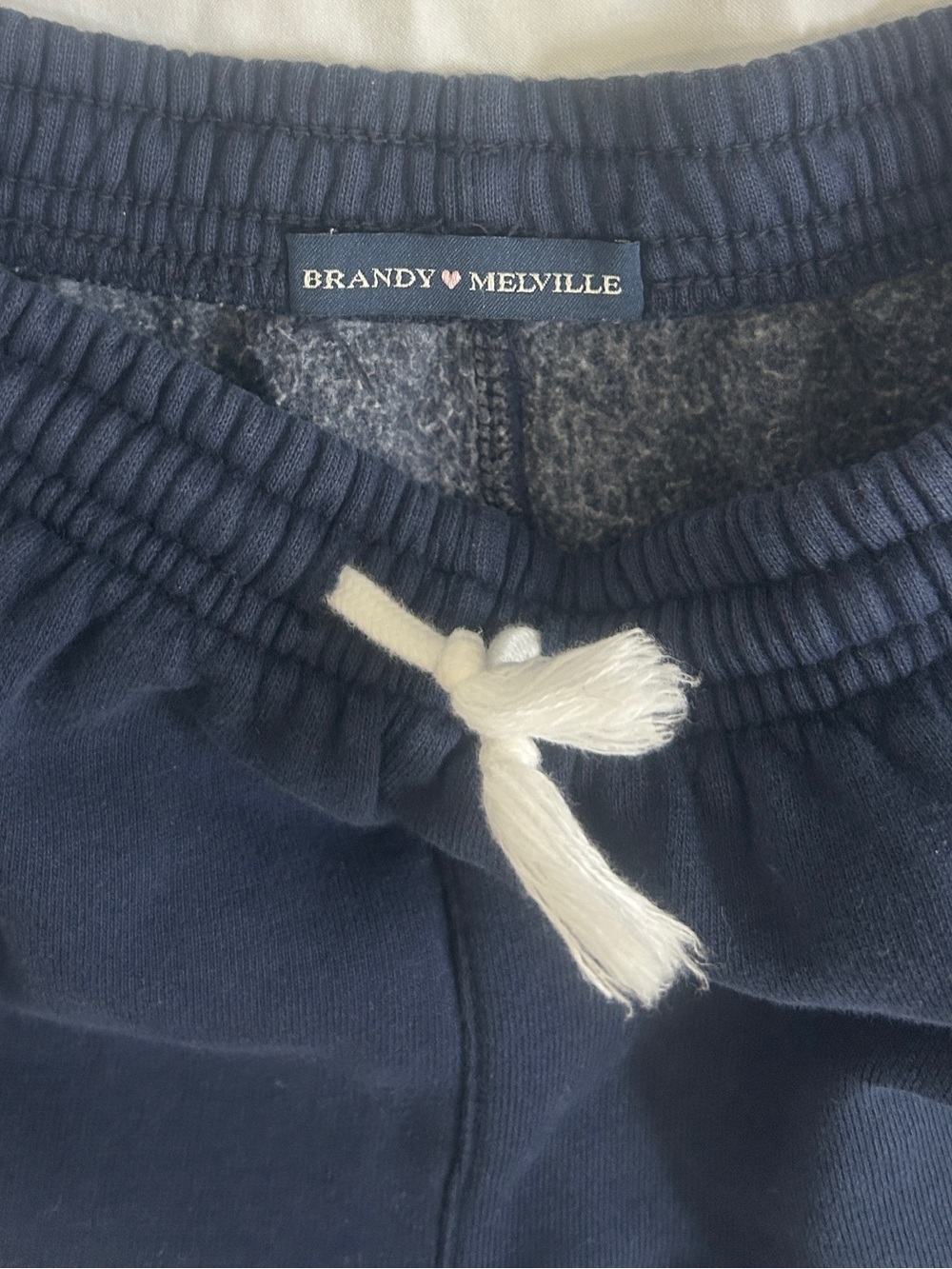 Brandy Melville Navy Blue Fleece Sweat Shorts Elastic Drawstring Waist /One Size - Picture 7 of 7